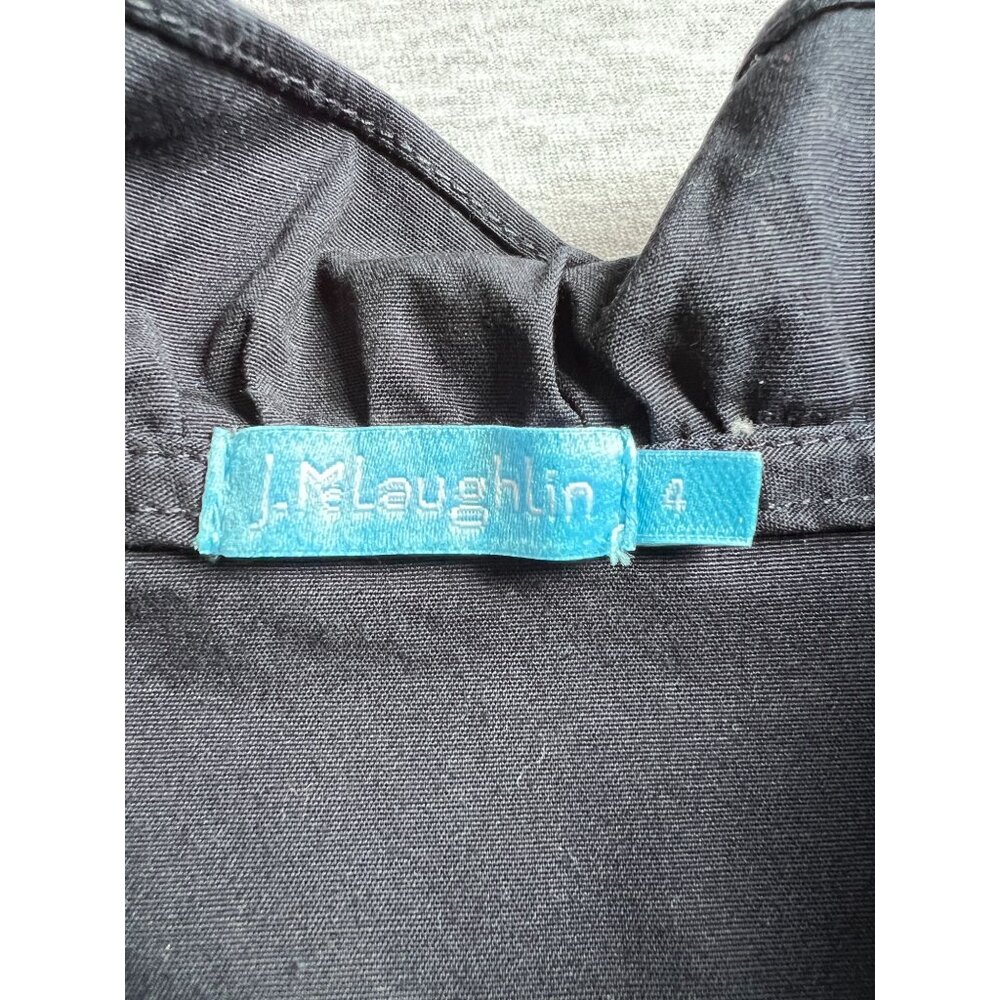J.McLaughlin Sleeveless Ruffle Neck Dress Womens 4 Dark Navy Side Zip Belt - Picture 3 of 12